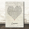 The Hunna Lover Script Heart Song Lyric Print