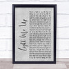 Tom Baxter Light Me Up Rustic Script Grey Song Lyric Quote Print