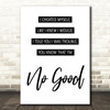 Amy Winehouse You Know I'm No Good Song Lyric Print
