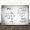 Tom Jones Delilah Man Lady Couple Grey Song Lyric Quote Print