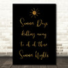 Black & Gold Grease Summer Nights Song Lyric Quote Print