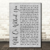 U2 With Or Without You Rustic Script Grey Song Lyric Quote Print