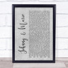 Up & Running Johnny & Marie Rustic Script Grey Song Lyric Print