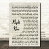 Van Halen Right Now Vintage Script Song Lyric Print