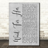 Wait For Her Rustic Script Grey Song Lyric Print