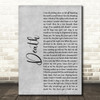 White Lies Death Rustic Script Grey Song Lyric Quote Print