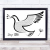 Any Song Custom Black & White Dove Bird Personalised Lyrics Print