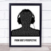 Bo Burnham From Gods Perspective Black & White Man Headphones Song Lyric Quote Music Print