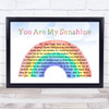 Johnny Cash You Are My Sunshine Watercolour Rainbow & Clouds Song Lyric Quote Music Print