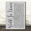 Emeli Sandé World In Union (Rugby World Cup Anthem) Grey Rustic Script Song Lyric Quote Music Print