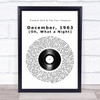 Frankie Valli & The Four Seasons December, 1963 (Oh, What a Night) Vinyl Record Song Lyric Quote Music Print