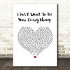 Andy Gibb I Just Want To Be Your Everything White Heart Song Lyric Quote Music Print