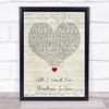 Mariah Carey All I Want For Christmas Is You Script Heart Song Lyric Quote Music Print
