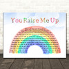 Westlife You Raise Me Up Watercolour Rainbow & Clouds Song Lyric Quote Music Print