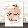 Watercolour Grease Summer Lovin' Song Lyric Quote Print