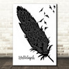 Leonard Cohen Hallelujah Black & White Feather & Birds Song Lyric Quote Music Print