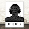 AC DC Hells Bells Black & White Man Headphones Song Lyric Quote Music Print