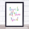 Rainbow Beatles Love Is All You Need Song Lyric Quote Print