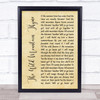 The Corries The Wild Mountain Thyme Rustic Script Song Lyric Quote Music Print