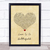 Pat Benatar Love Is A Battlefield Vintage Heart Song Lyric Quote Music Print