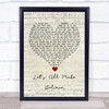 Oasis Let's All Make Believe Script Heart Song Lyric Quote Music Print