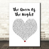 Whitney Houston The Queen Of The Night White Heart Song Lyric Quote Music Print