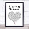 Whitney Houston The Queen Of The Night White Heart Song Lyric Quote Music Print