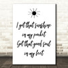 Can't Stop The Feeling Justin Timberlake Song Lyric Quote Print