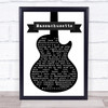 Bee Gees Massachusetts Black & White Guitar Song Lyric Quote Music Print