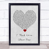 Tiffany I Think We're Alone Now Grey Heart Song Lyric Quote Music Print