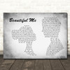 Dappy Beautiful Me Man Lady Couple Grey Song Lyric Quote Music Print