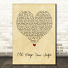 Sleeping At Last I'll Keep You Safe Vintage Heart Song Lyric Quote Music Print