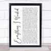 Billie Eilish Everything I Wanted White Script Song Lyric Quote Music Print