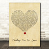 The Cure Friday I'm In Love Vintage Heart Song Lyric Quote Music Print