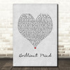 Furniture Brilliant Mind 1986 Grey Heart Song Lyric Quote Music Print