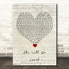 Maroon 5 She Will Be Loved Script Heart Song Lyric Quote Music Print