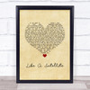 Thunder Like A Satellite Vintage Heart Song Lyric Quote Music Print