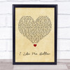 Lauv I Like Me Better Vintage Heart Song Lyric Quote Music Print