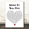 Mechie So Crazy Wanna Be Your Man White Heart Song Lyric Quote Music Print