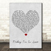 The Cure Friday I'm In Love Grey Heart Song Lyric Quote Music Print