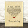 Thunder I'll Be Waiting Vintage Heart Song Lyric Quote Music Print