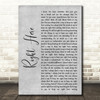 Staind Right Here Grey Rustic Script Song Lyric Quote Music Print