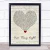 Marshmello & Kane Brown One Thing Right Script Heart Song Lyric Quote Music Print