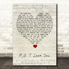 The Beatles P.S. I Love You Script Heart Song Lyric Quote Music Print