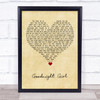 Wet Wet Wet Goodnight Girl Vintage Heart Song Lyric Quote Music Print