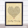 Maroon 5 Sunday Morning Vintage Heart Song Lyric Quote Music Print