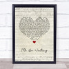 Thunder I'll Be Waiting Script Heart Song Lyric Quote Music Print