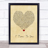 Christina Aguilera I Turn To You Vintage Heart Song Lyric Quote Music Print