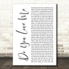 The Contours Do You Love Me White Script Song Lyric Quote Music Print