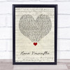 Busker Home Newcastle Script Heart Song Lyric Quote Music Print